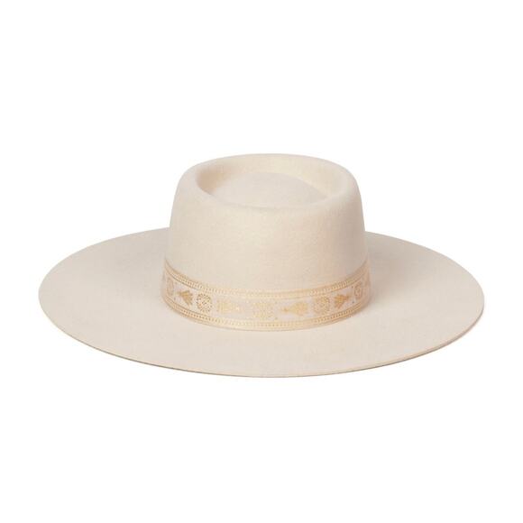 New Lack Of Color Juno Boater Hat Cream Australian Wool Small Gold Band Felt - Picture 3 of 10